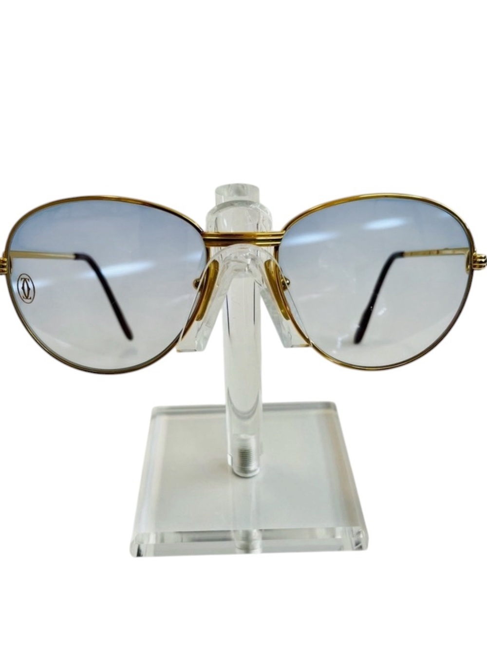 Cartier Sunglasses Gold Frame Blue Lenses 1988 Authentic Vintage